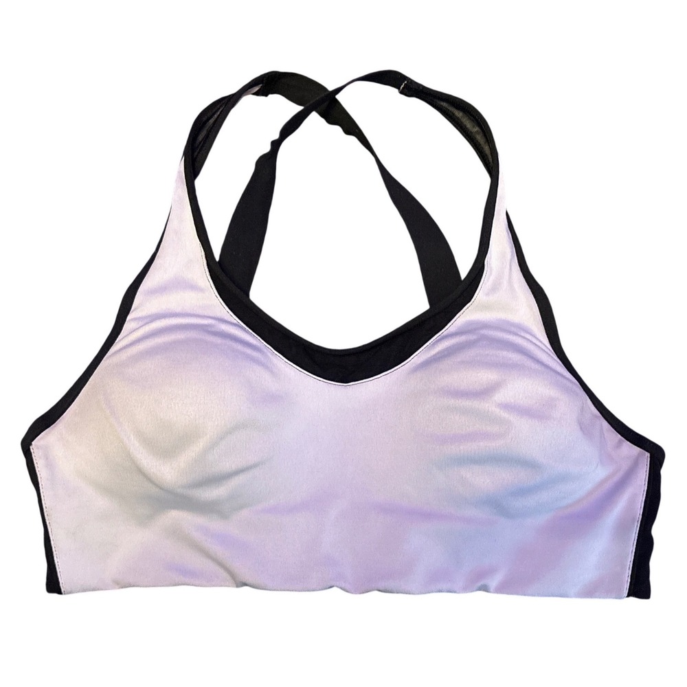 PINK Victoria's‎ Secret Purple Black Crossback Lightly Lined Sports Bra, Size S